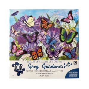 KI Puzzles Greg Giordano Butterflies 1000 Piece Jigsaw Puzzle Complete
